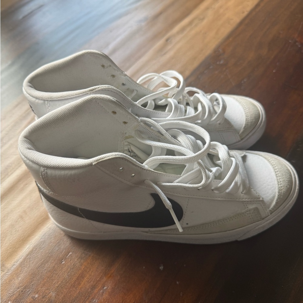 Nike Kids White and Black High-Top Sneakers